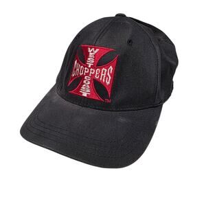 West Coast Choppers Hat Fitted Black Red Iron Cross Jesse James Y2K Cap